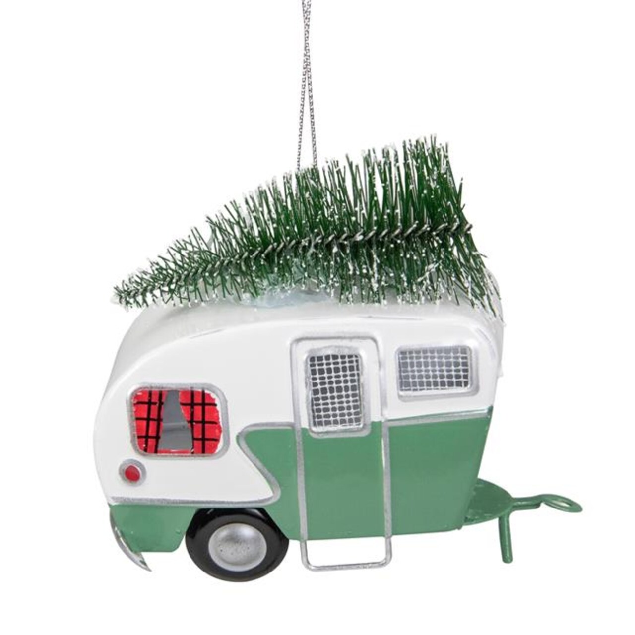 NorthLight 34687890 4.25 in. RV Camper Van with Tree Christmas Ornament, Green &#x26; White